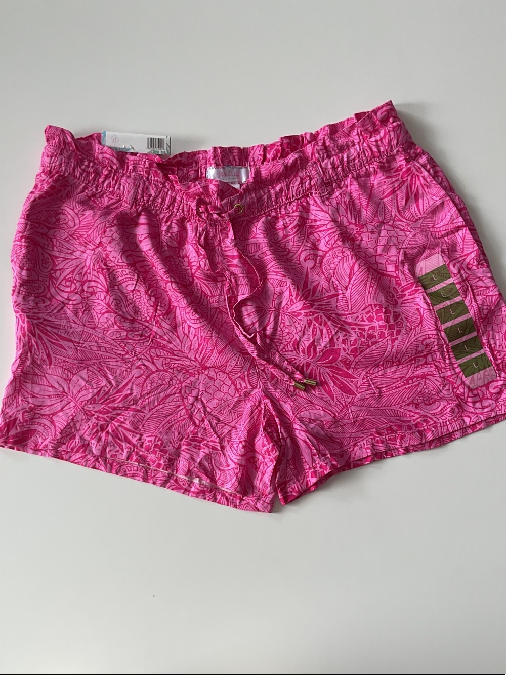 Stella Parker Bright Pink Printed Athletic Drawstring Women’s Shorts NWT